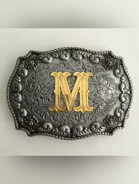 Letter M Initial western belt buckle A - Z Available Upon Request main image 8